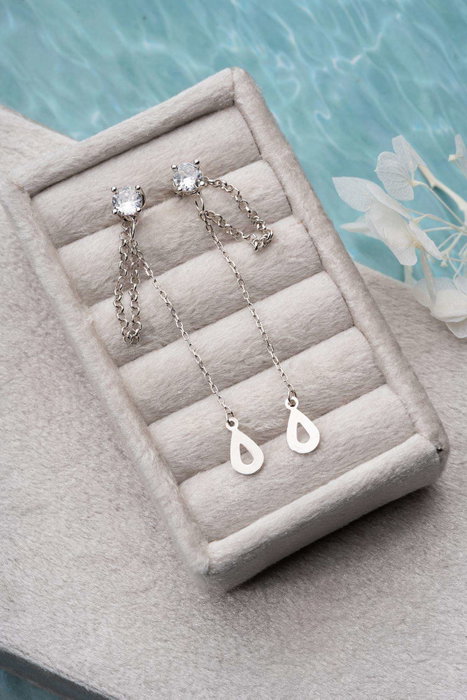 Heliophilia Silver Pendientes de Plata de Ley con Recubrimiento de Rodio